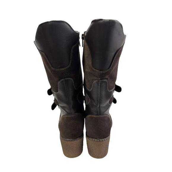 Aquatalia Women’s Mid Calf Boots Brown Suede Waterproof Block Heel Size 7.5 - Picture 9 of 16